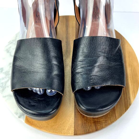 Miz Mooz Gia 39 Black Chunky Platform Ankle Strap Soft Leather Sandal Heel Boho - Picture 8 of 12